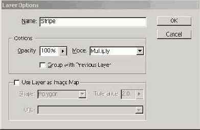 Диалоговое окно Layer Options в ImageReady
